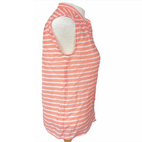 J.Crew Orange/Peach & White Striped Sleeveless Button Down Blouse Top Size 00 - Picture 3 of 8